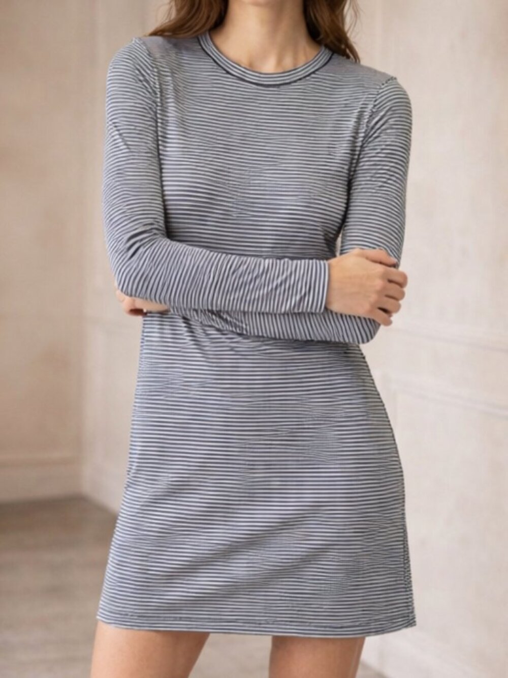 Trina Turk Striped Long Sleeve Stretchy Mini Dress